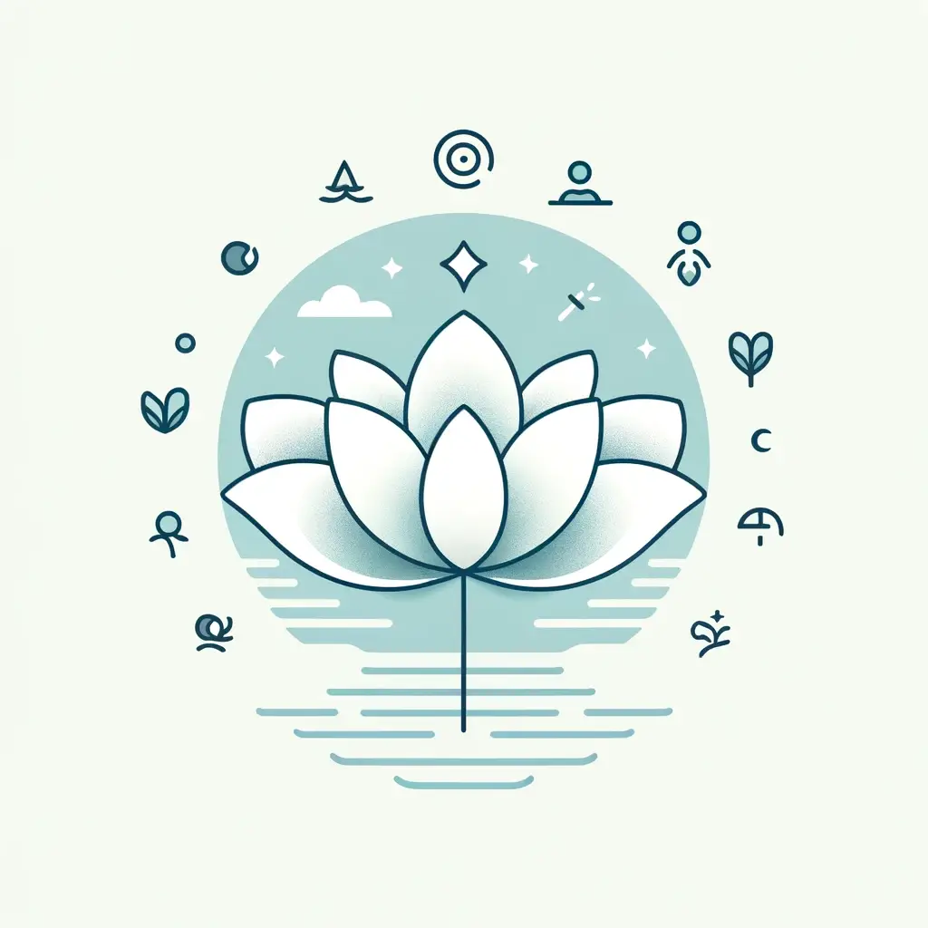 Ilustración de una flor de loto que representa el bienestar emocional, el equilibrio y el crecimiento personal.